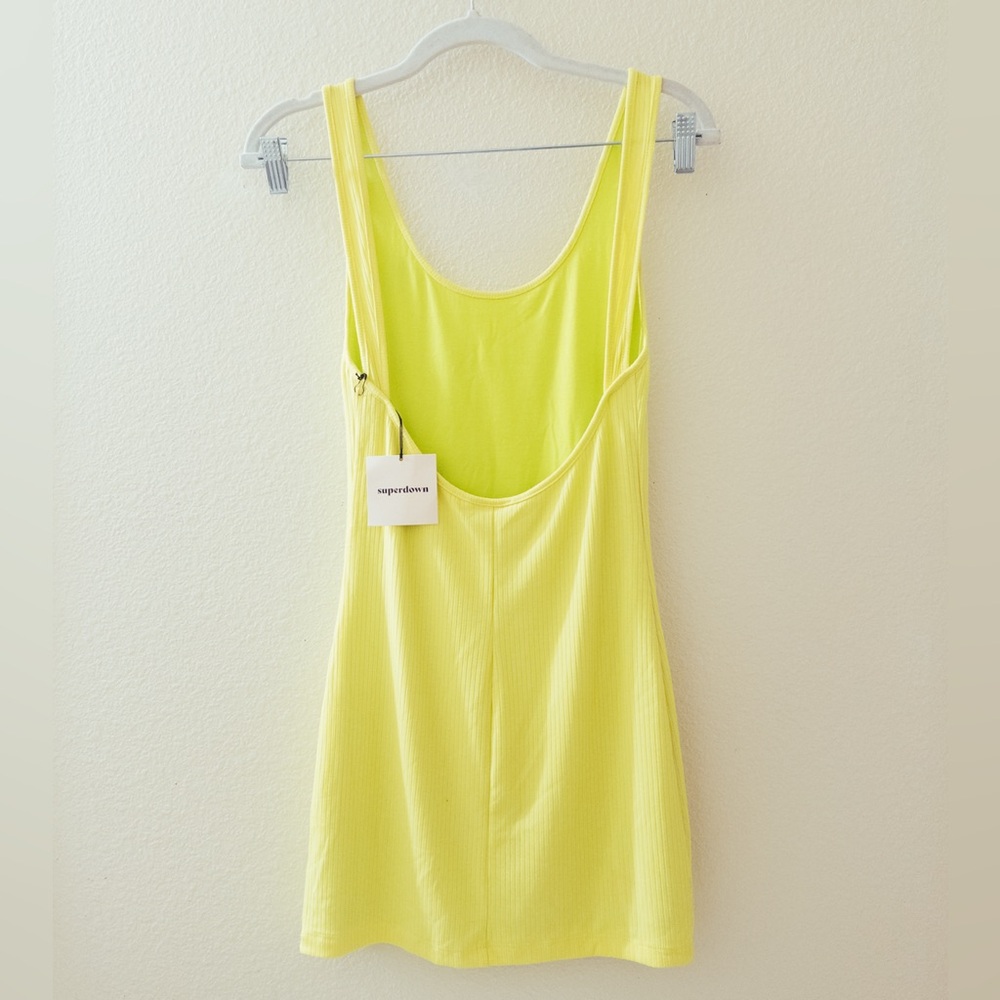 superdown Neon Yellow Ribbed Mini Dress - Picture 4 of 6